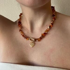 amber necklace with charm